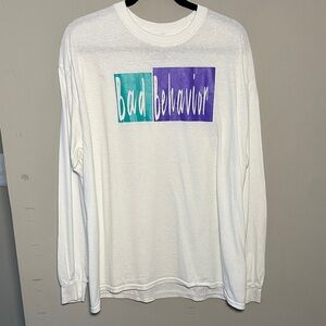 Bad Behavior White Long Sleeve Shirt with Graphic Print